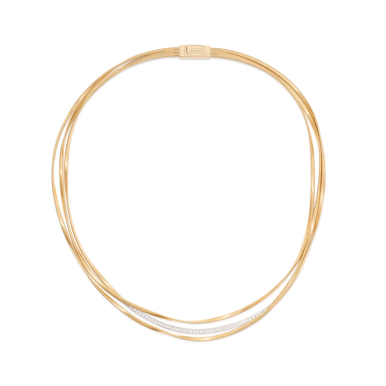 Marco Bicego 18k Yellow Gold 0.32cttw Diamond Marrakech Twist Three Strand Necklace 16.50"