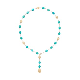Marco Bicego 18K Yellow Gold Siviglia Gold & Turquoise 0.10cttw Diamond Lariat Necklace