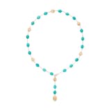 Marco Bicego 18K Yellow Gold Siviglia Gold & Turquoise 0.10cttw Diamond Lariat Necklace