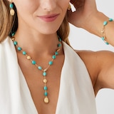 Marco Bicego 18K Yellow Gold Siviglia Gold & Turquoise 0.10cttw Diamond Lariat Necklace
