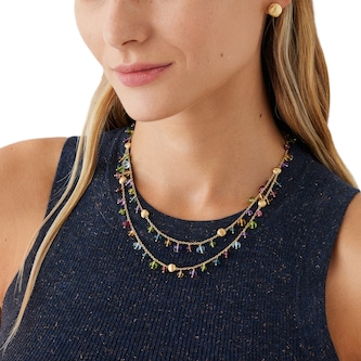 Marco Bicego 18K Yellow Gold Africa Multi Stone 2 Strand Necklace