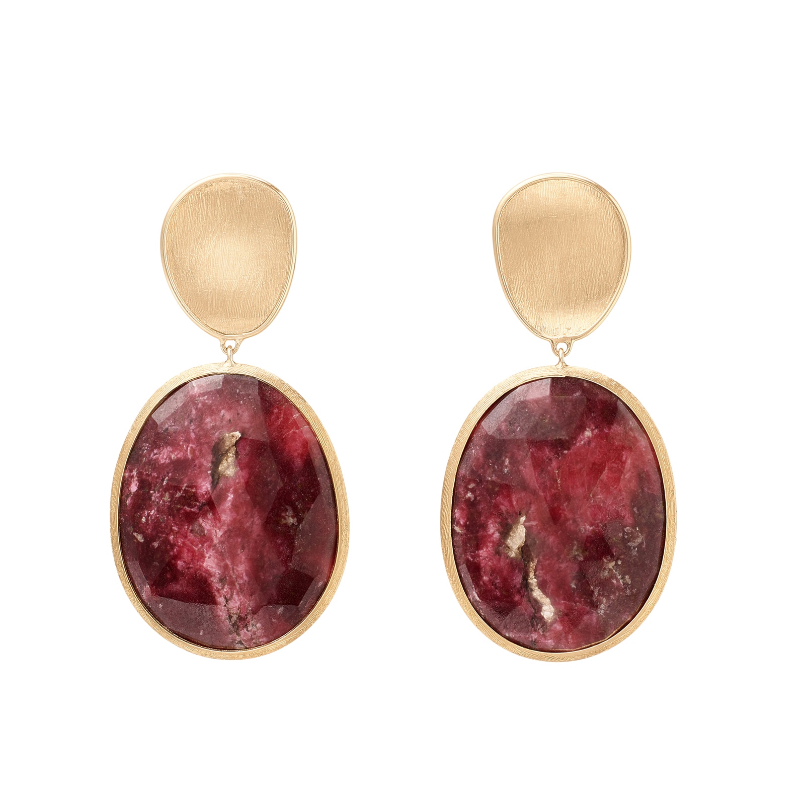 Marco Bicego 18K Yellow Gold Lunaria 34ct Thulite Double Drop Earrings