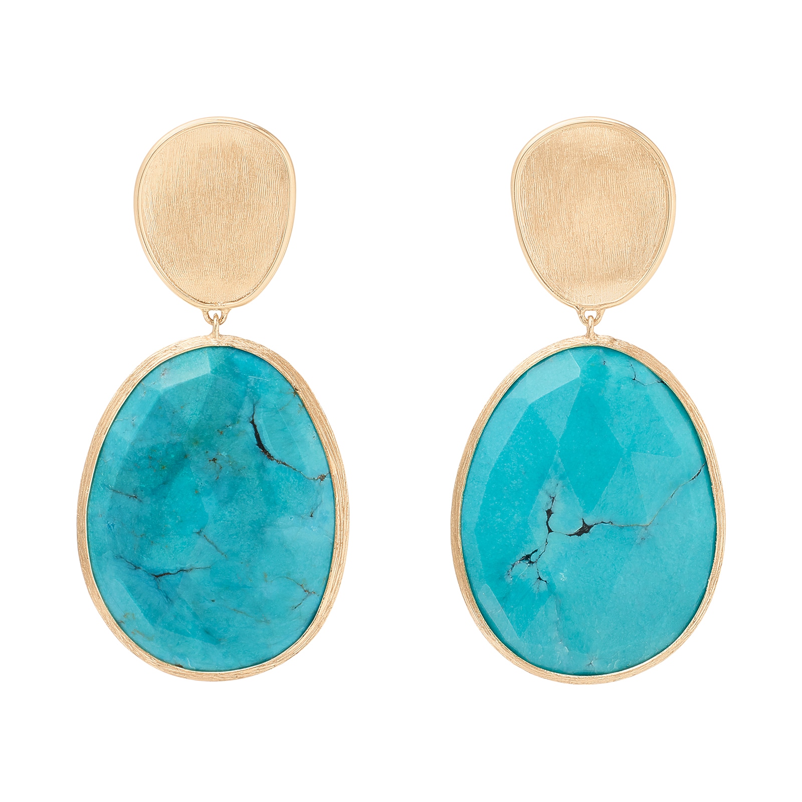 Marco Bicego 18K Yellow Gold Lunaria Turquoise Double Drop Earrings