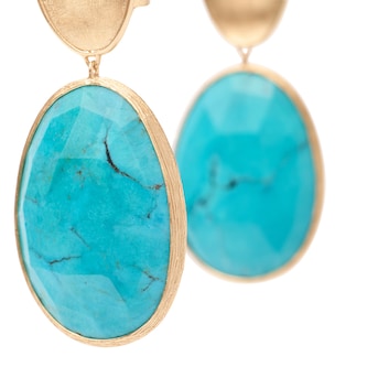 Marco Bicego 18K Yellow Gold Lunaria Turquoise Double Drop Earrings