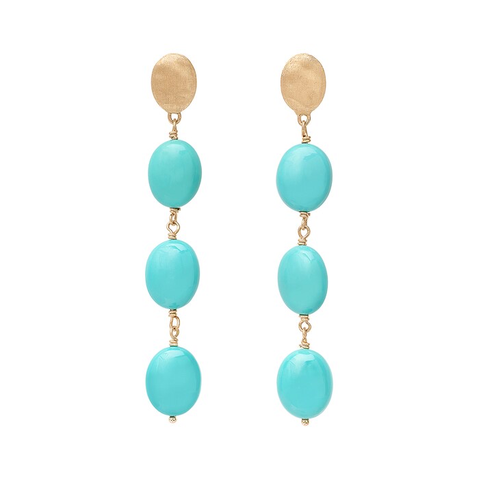 Marco Bicego 18K White Gold Siviglia Gold & Turquoise 4 Drop Earrings