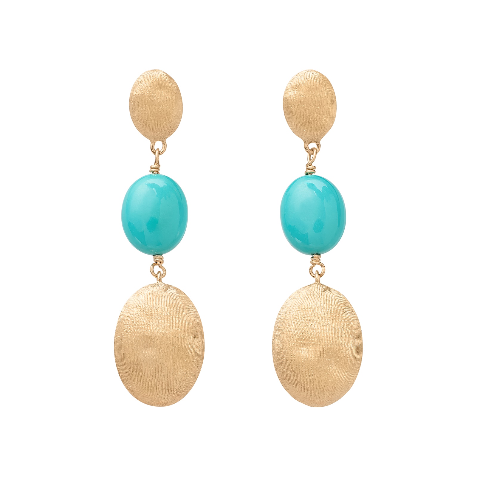 Marco Bicego 18K Yellow Gold Siviglia Turquoise 3 Drop Earrings