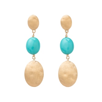 Marco Bicego 18K Yellow Gold Siviglia Turquoise 3 Drop Earrings