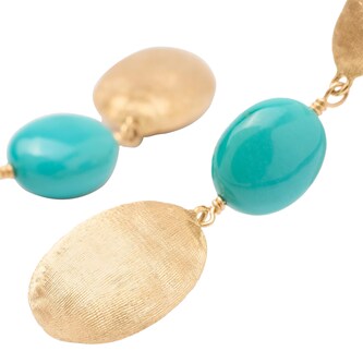 Marco Bicego 18K Yellow Gold Siviglia Gold & Turquoise 3 Drop 0.06cttw Diamond Earrings
