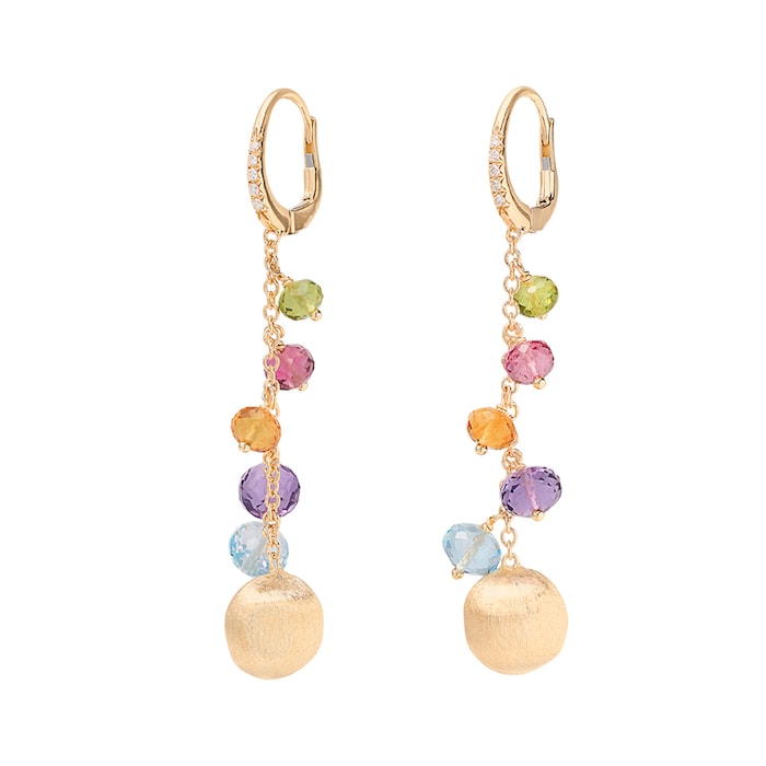 Marco Bicego 18K Yellow Gold Africa Multistone & 0.07cttw Diamond Drop Earrings