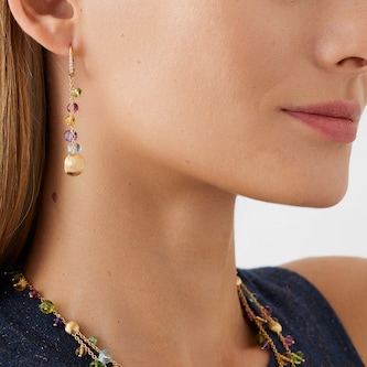 Marco Bicego 18K Yellow Gold Africa Multistone & 0.07cttw Diamond Drop Earrings