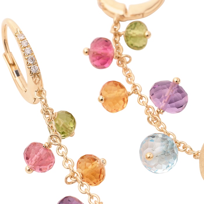 Marco Bicego 18K Yellow Gold Africa Multistone & 0.07cttw Diamond Drop Earrings