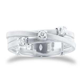 Marco Bicego 18ct White Gold Goa Collection Three Strand Diamond & Pave Ring