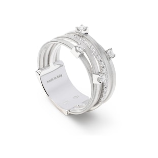 Marco Bicego 18ct White Gold Goa Collection Five Strand Diamond & Pave Ring