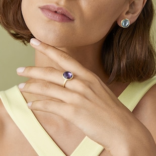 Marco Bicego 18ct Yellow Gold Jaipur Colour Collection Amethyst Stacking Ring