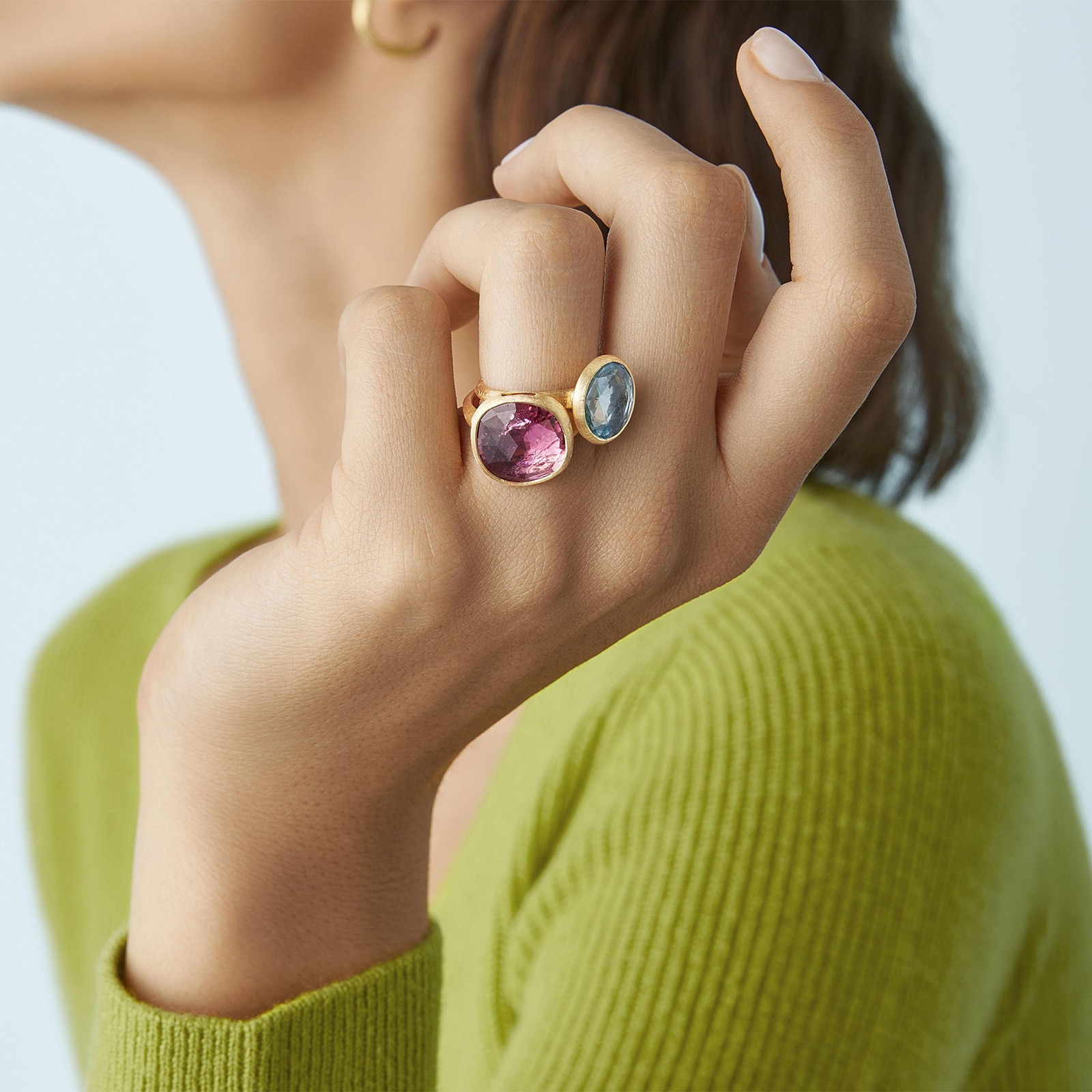 Marco Bicego 18ct Yellow Gold Jaipur Colour Collection Blue Topaz Stacking Ring - Ring Size O Marco Bicego 18ct Yellow Gold Jaipur Colour Collection Blue Topaz Stacking Ring - Ring Size O