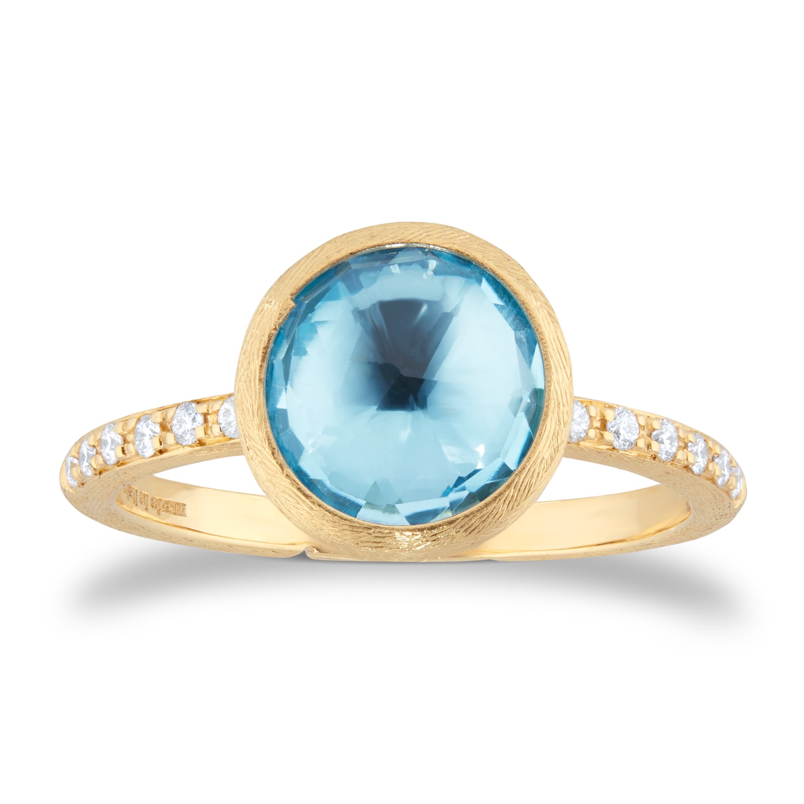 Marco Bicego 18ct Yellow Gold Jaipur Colour Collection Diamond & Blue Topaz Stacking Ring - Ring Size Q Marco Bicego 18ct Yellow Gold Jaipur Colour Collection Diamond & Blue Topaz Stacking Ring - Ring Size Q
