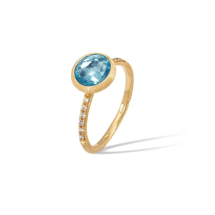 Marco Bicego 18ct Yellow Gold Jaipur Colour Collection Diamond & Blue Topaz Stacking Ring
