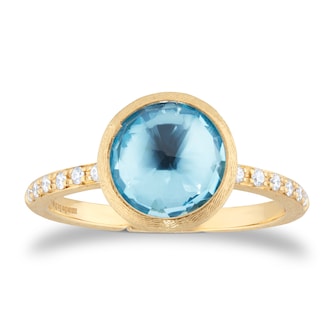 Marco Bicego 18ct Yellow Gold Jaipur Colour Collection Diamond & Blue Topaz Stacking Ring Marco Bicego 18ct Yellow Gold Jaipur Colour Collection Diamond & Blue Topaz Stacking Ring