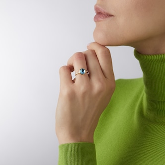 Marco Bicego 18ct Yellow Gold Jaipur Colour Collection Diamond & Blue Topaz Stacking Ring Marco Bicego 18ct Yellow Gold Jaipur Colour Collection Diamond & Blue Topaz Stacking Ring