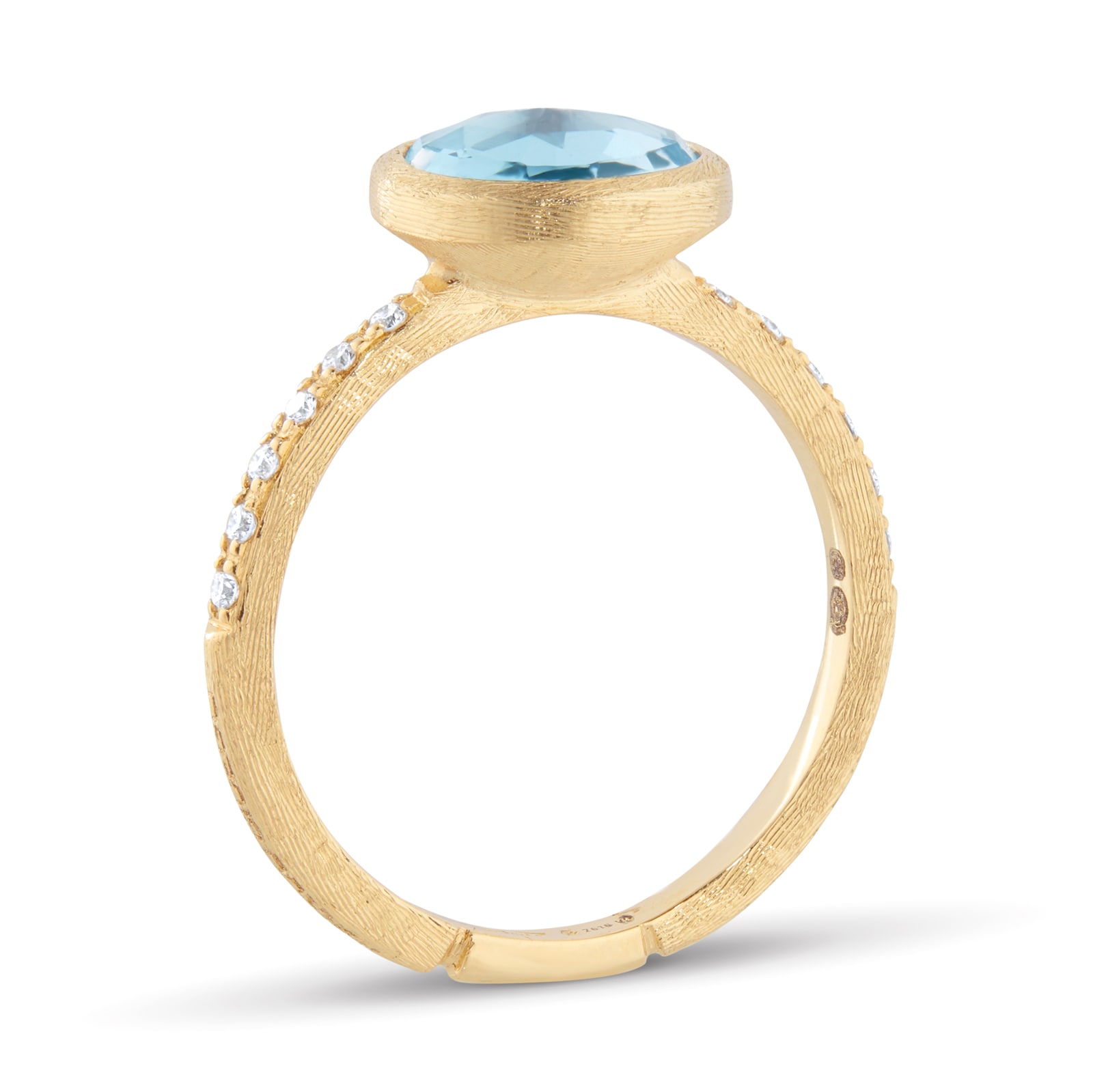 Marco Bicego 18ct Yellow Gold Jaipur Colour Collection Diamond & Blue Topaz Stacking Ring - Ring Size Q Marco Bicego 18ct Yellow Gold Jaipur Colour Collection Diamond & Blue Topaz Stacking Ring - Ring Size Q