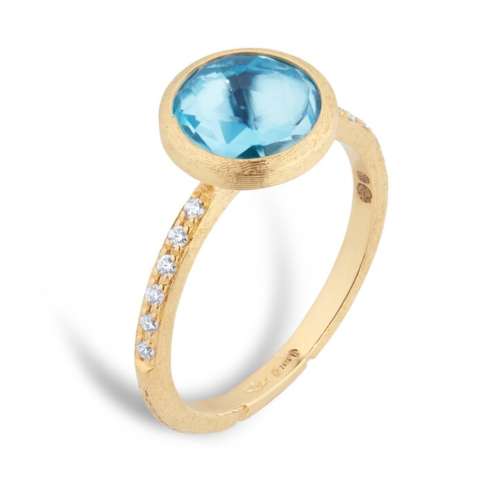 Marco Bicego 18ct Yellow Gold Jaipur Colour Collection Diamond & Blue Topaz Stacking Ring