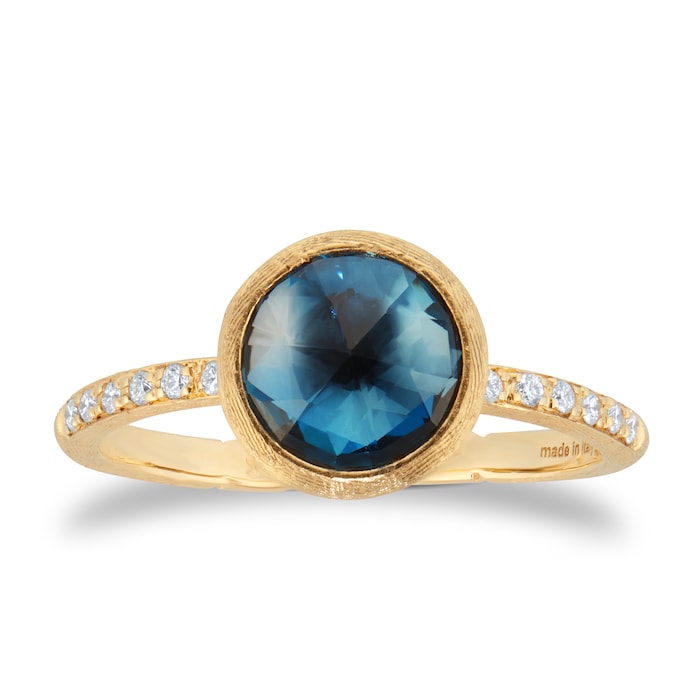 Marco Bicego 18ct Yellow Gold Jaipur Colour Collection Diamond & London Blue Topaz Stacking Ring