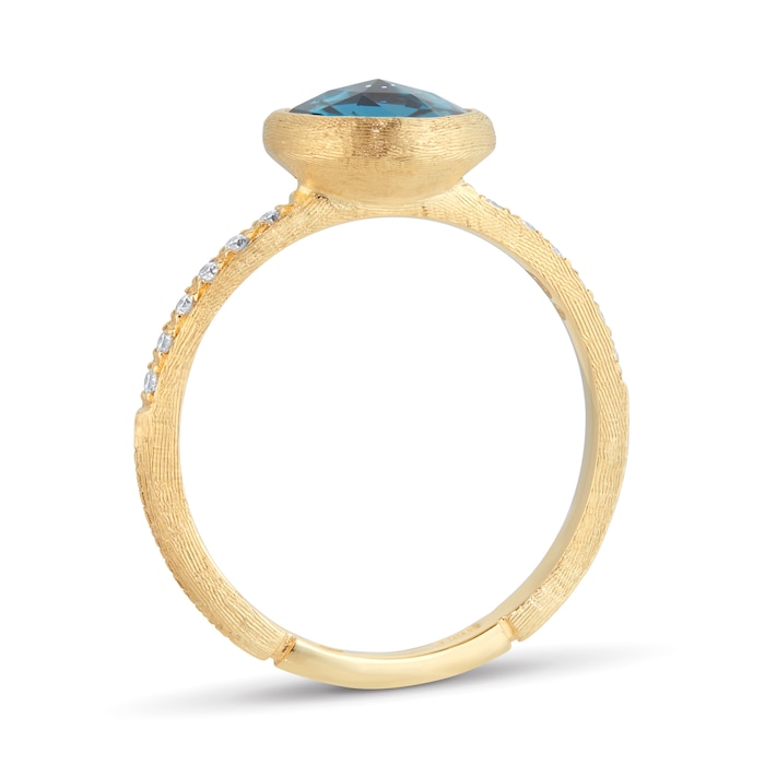 Marco Bicego 18ct Yellow Gold Jaipur Colour Collection Diamond & London Blue Topaz Stacking Ring