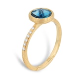 Marco Bicego 18ct Yellow Gold Jaipur Colour Collection Diamond & London Blue Topaz Stacking Ring