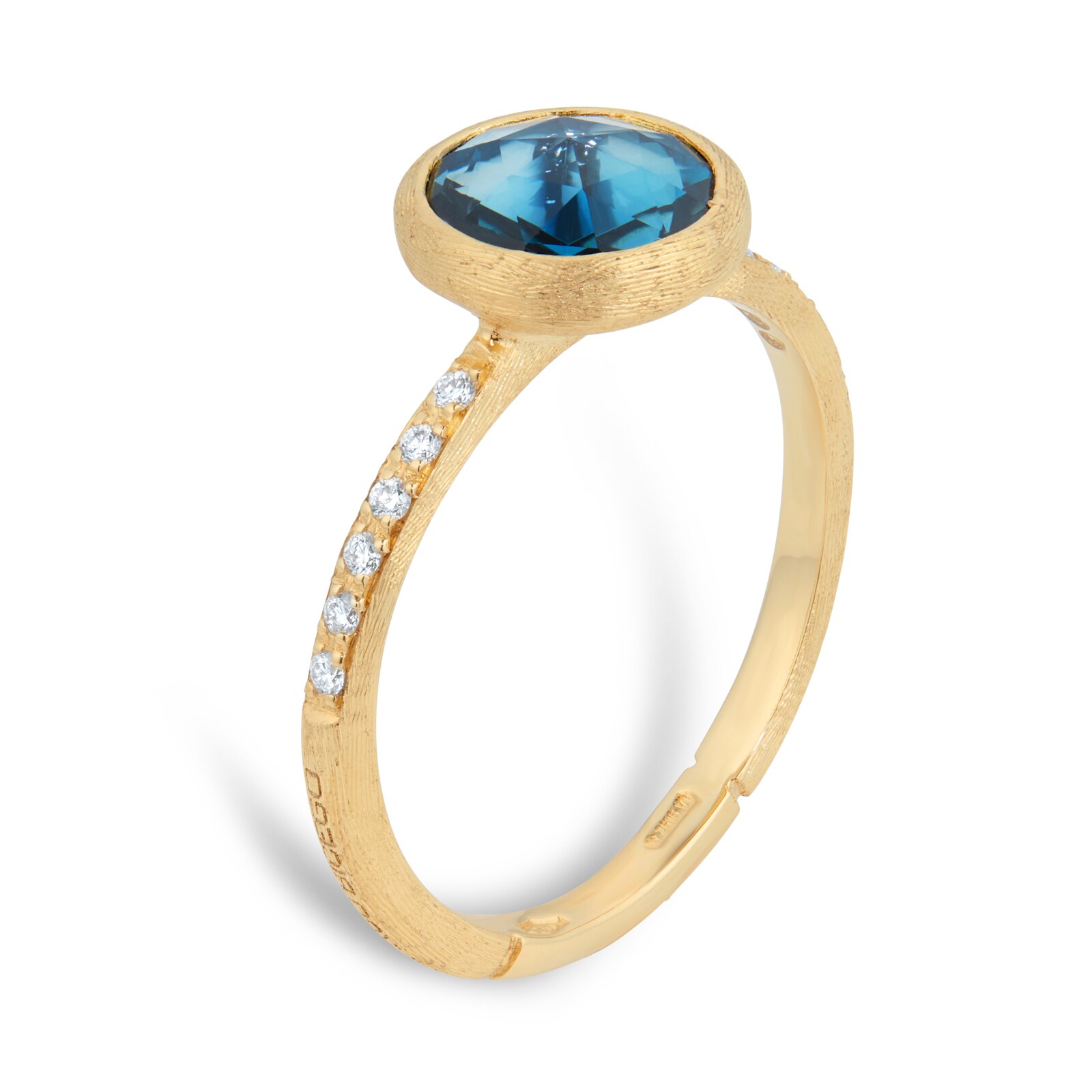 Marco Bicego 18ct Yellow Gold Jaipur Colour Collection Diamond & London Blue Topaz Stacking Ring