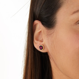 Marco Bicego 18ct Yellow Gold Jaipur Colour Collection Garnet Stud Earrings