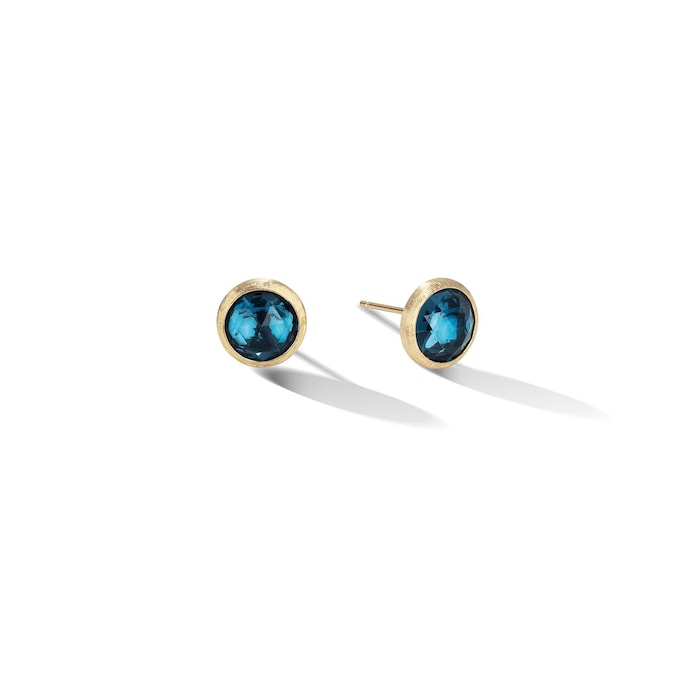 Marco Bicego 18ct Yellow Gold Jaipur Colour Collection London Blue Topaz Stud Earrings