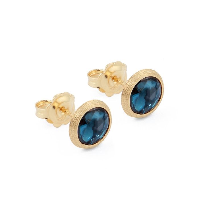 Marco Bicego 18ct Yellow Gold Jaipur Colour Collection London Blue Topaz Stud Earrings