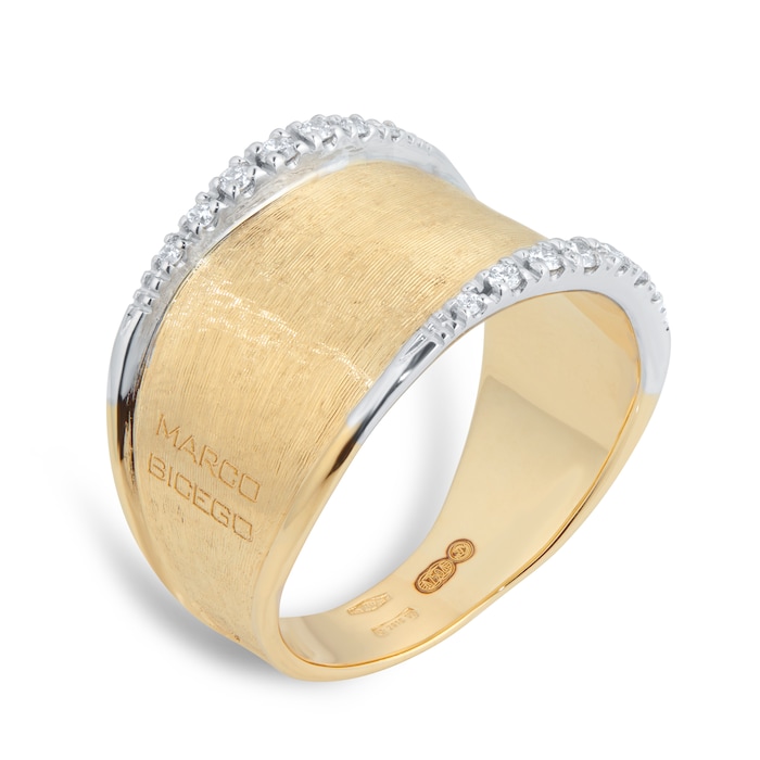 Marco Bicego 18ct Yellow Gold Lunaria Collection Diamond Ring AB550 B ...