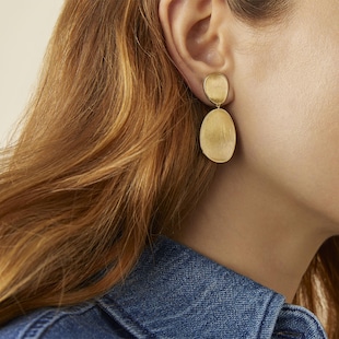 Marco Bicego 18ct Yellow Gold Lunaria Collection Small Double Drop Earrings