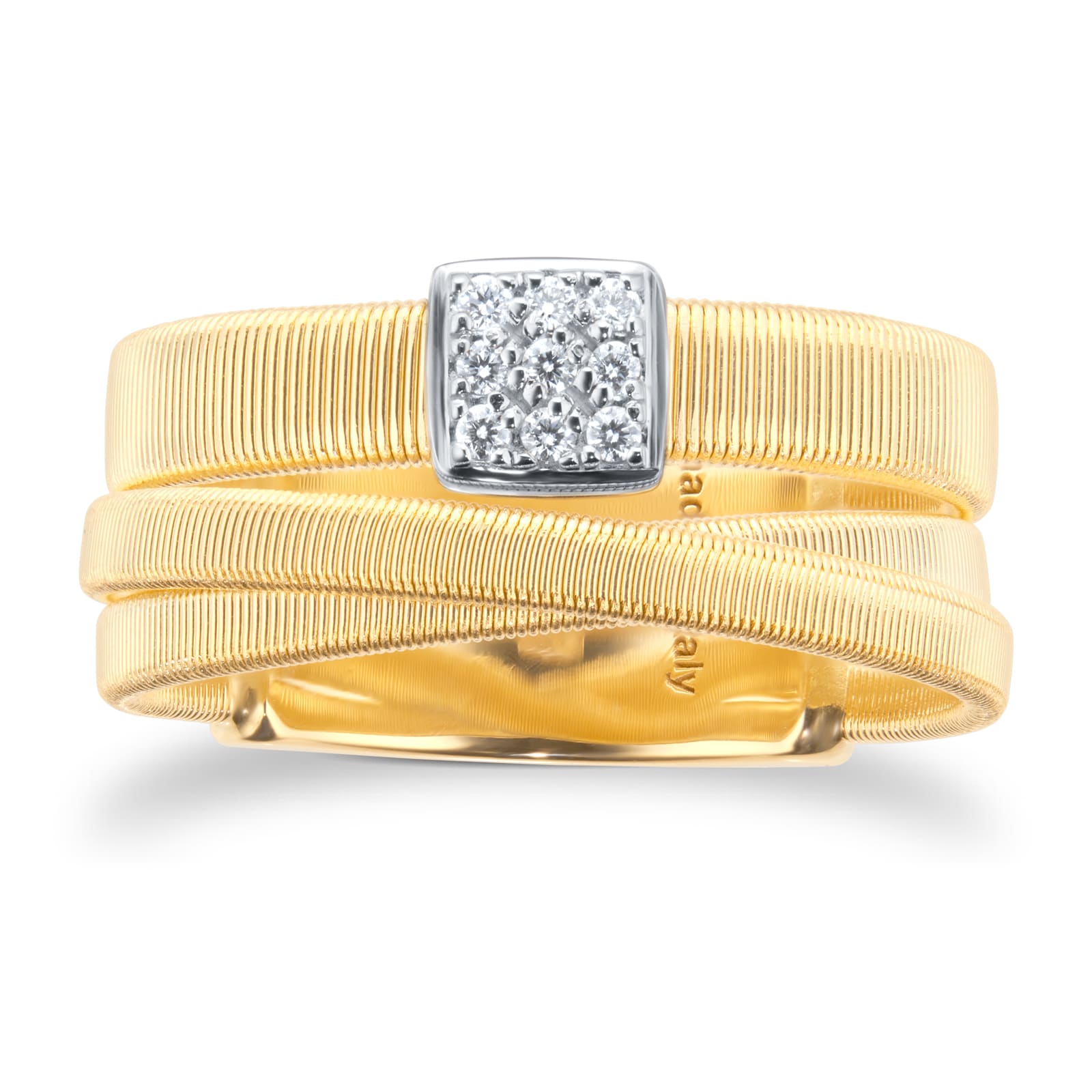 18ct Yellow Gold Masai Collection Diamond Three Strand Ring - Ring Size N