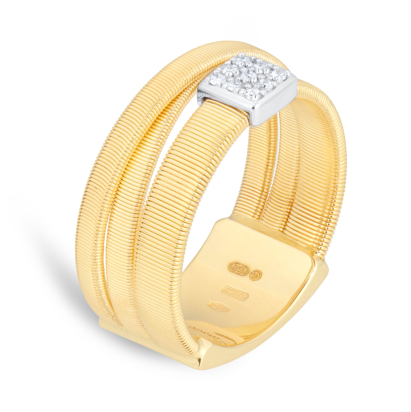 Marco Bicego 18ct Yellow Gold Masai Collection Diamond Three Strand Ring Marco Bicego 18ct Yellow Gold Masai Collection Diamond Three Strand Ring