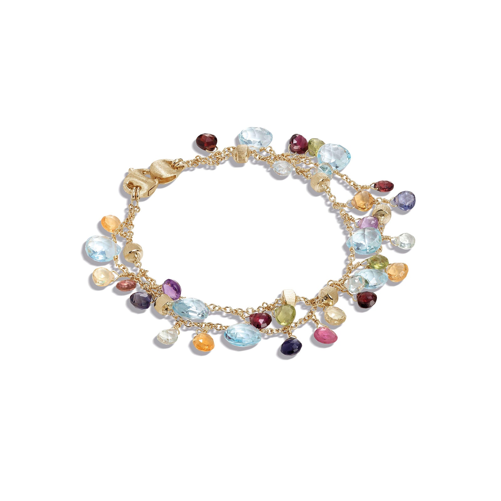 Marco Bicego 18ct Yellow Gold Paradise Collection Blue Topaz & Mixed Gemstone Double Strand Bracelet Marco Bicego 18ct Yellow Gold Paradise Collection Blue Topaz & Mixed Gemstone Double Strand Bracelet