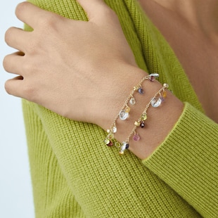 Marco Bicego 18ct Yellow Gold Paradise Collection Blue Topaz & Mixed Gemstone Double Strand Bracelet