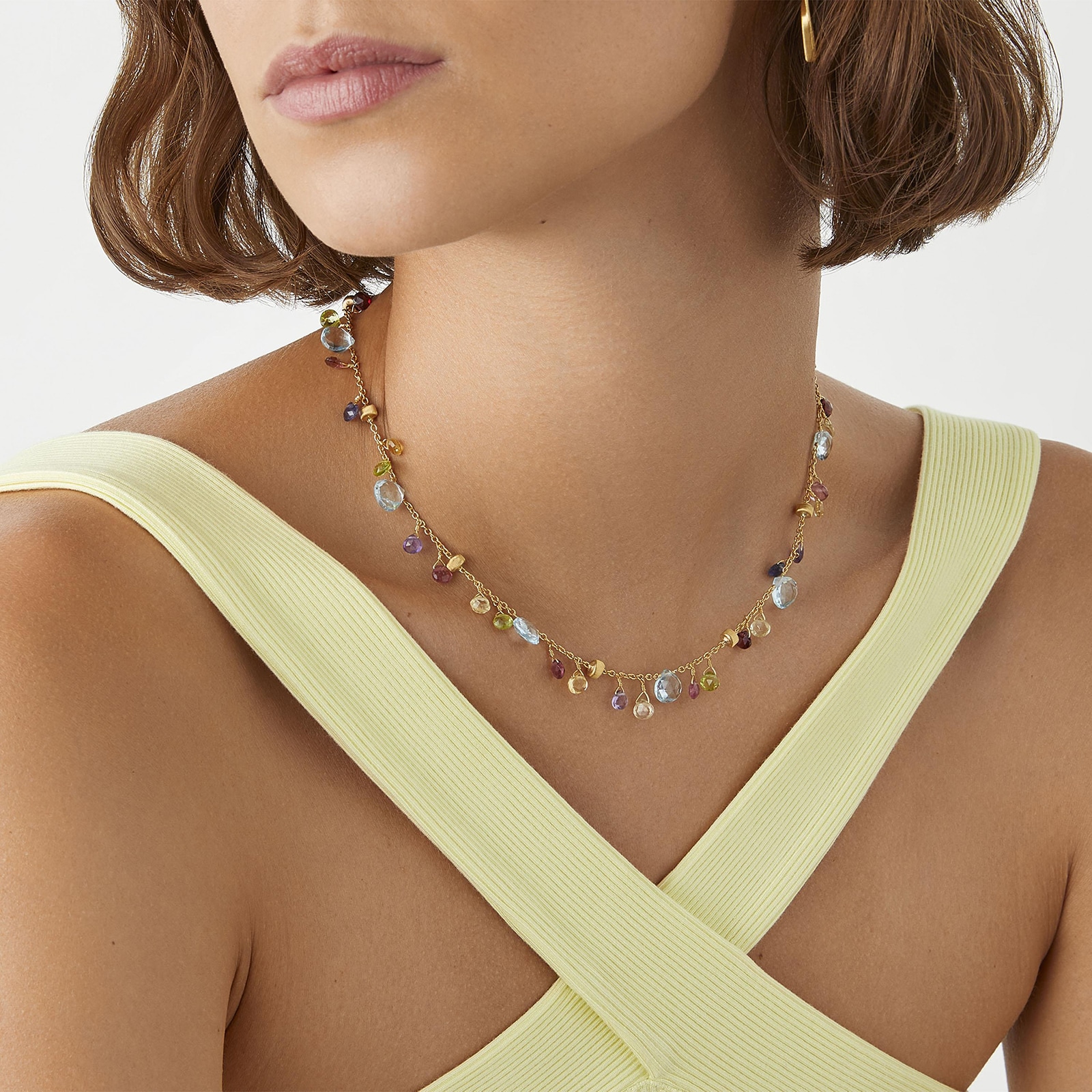 Marco Bicego 18ct Yellow Gold Paradise Collection Blue Topaz & Mixed Gemstone Necklace Marco Bicego 18ct Yellow Gold Paradise Collection Blue Topaz & Mixed Gemstone Necklace