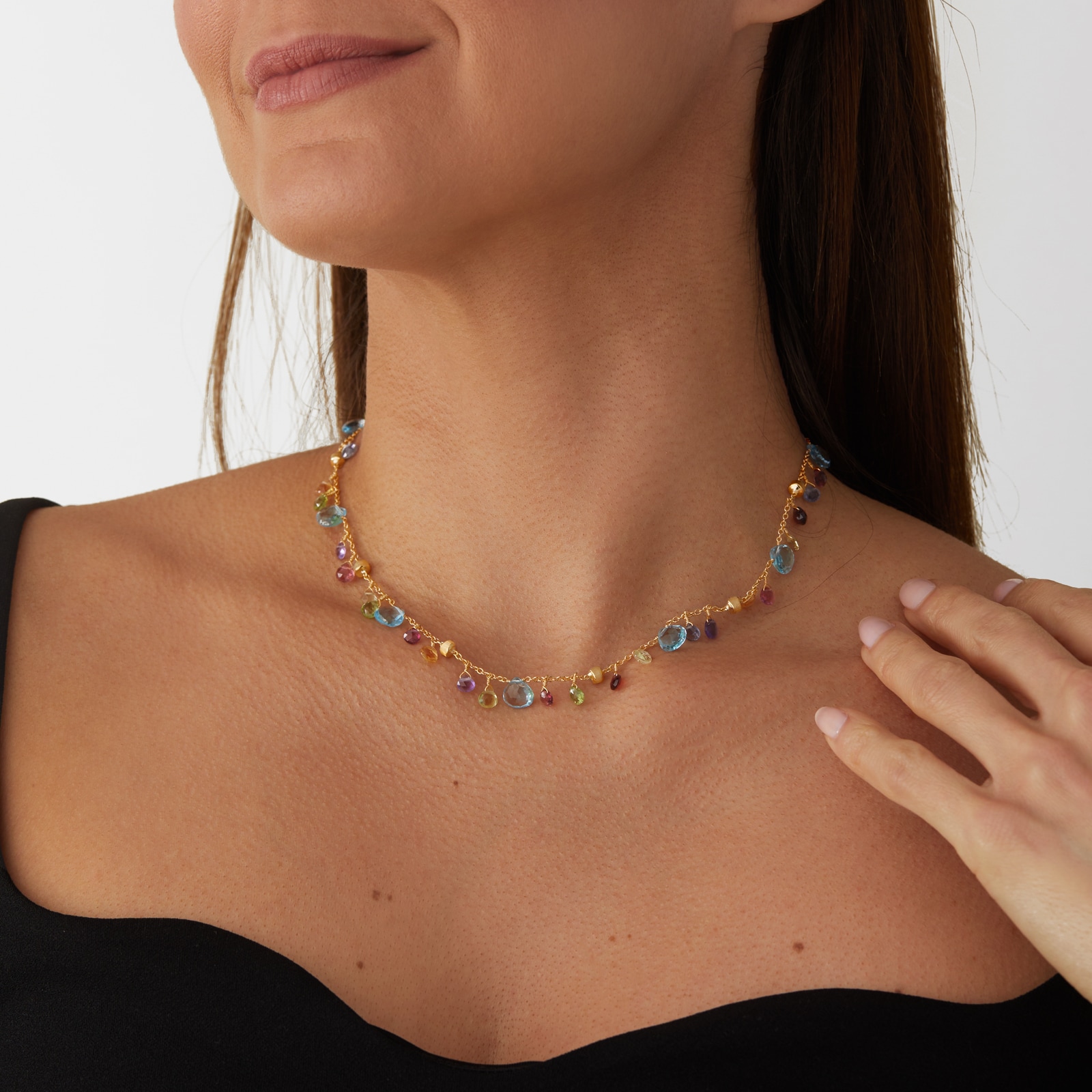 Marco Bicego 18ct Yellow Gold Paradise Collection Blue Topaz & Mixed Gemstone Necklace Marco Bicego 18ct Yellow Gold Paradise Collection Blue Topaz & Mixed Gemstone Necklace