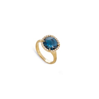 Marco Bicego 18k Yellow Gold Jaipur Color 0.15cttw Diamond Border Blue Topaz Stacking Ring Marco Bicego 18k Yellow Gold Jaipur Color 0.15cttw Diamond Border Blue Topaz Stacking Ring