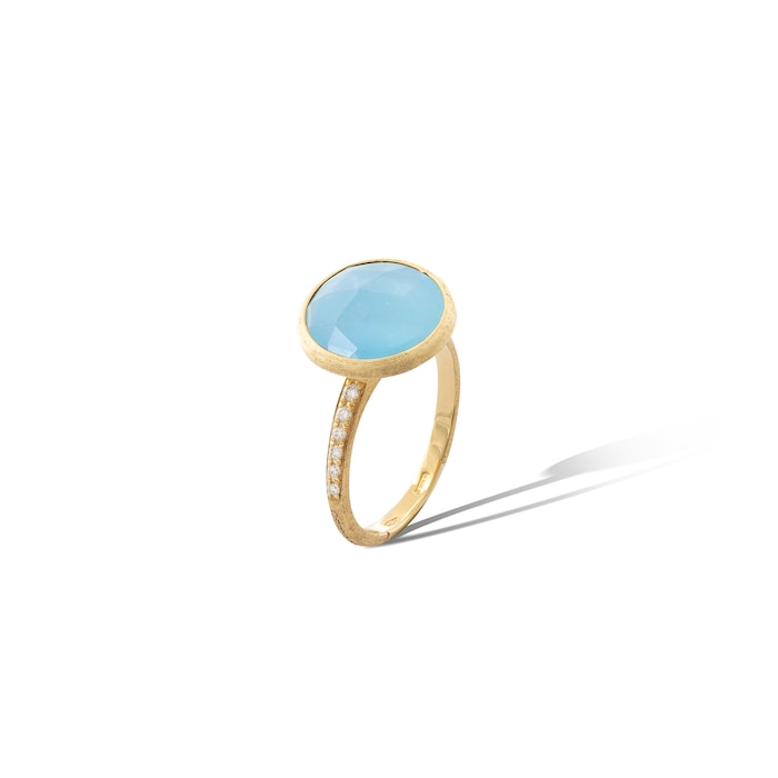 Marco Bicego 18k Yellow Gold 0.10cttw Diamond and Aquamarine Jaipur Color Ring