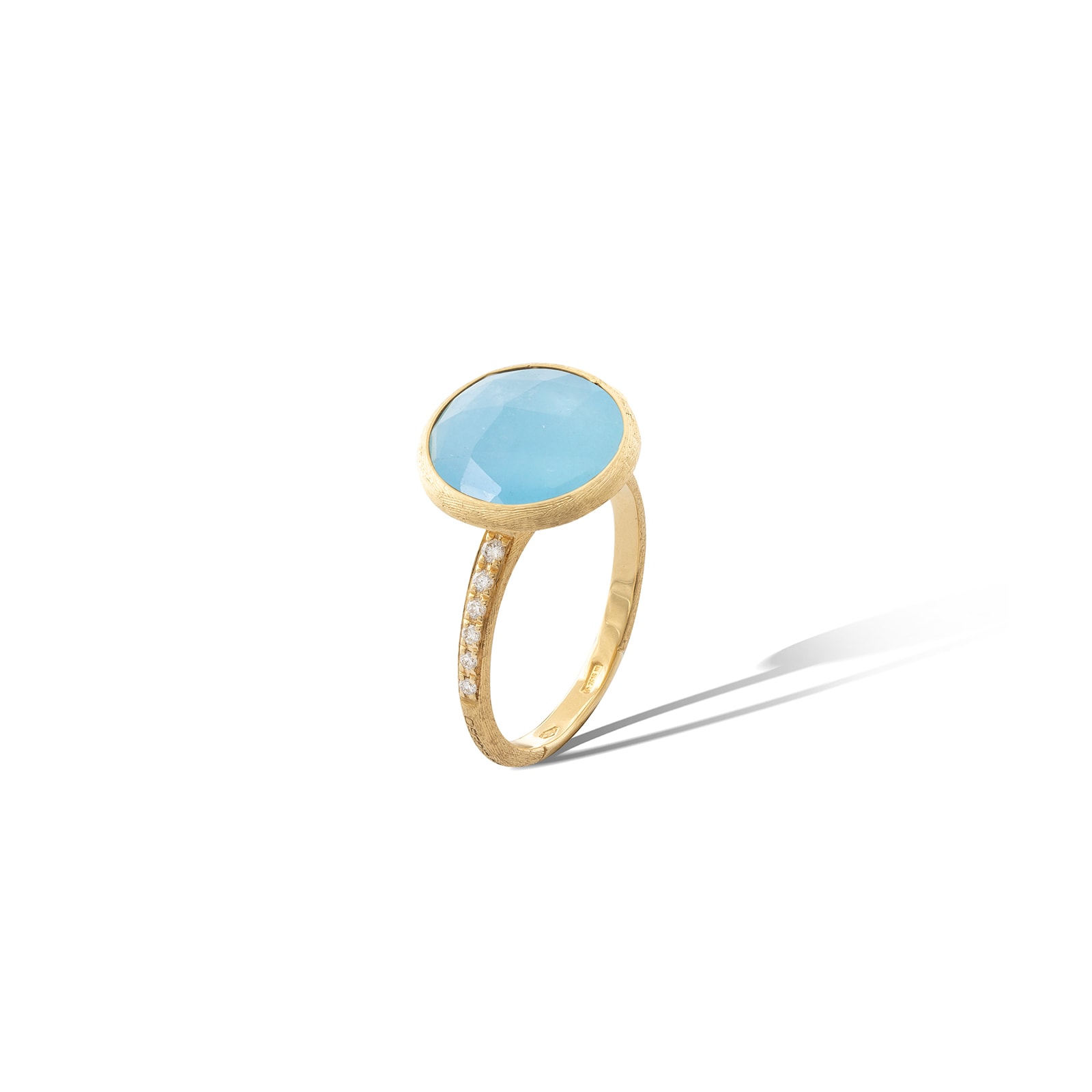 Marco Bicego 18k Yellow Gold 0.10cttw Diamond and Aquamarine Jaipur Color Ring Marco Bicego 18k Yellow Gold 0.10cttw Diamond and Aquamarine Jaipur Color Ring