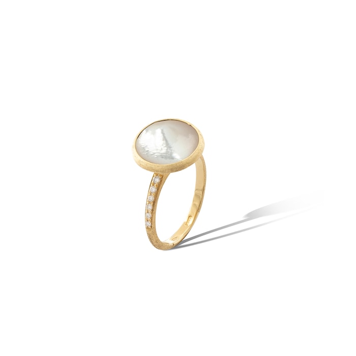 Marco Bicego 18k Yellow Gold 0.10cttw Diamond and Mother of Pearl Jaipur Color Ring