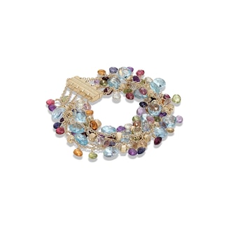 Marco Bicego 18k Yellow Gold Paradise 3 Row Mixed Gemstone Dangle Bracelet