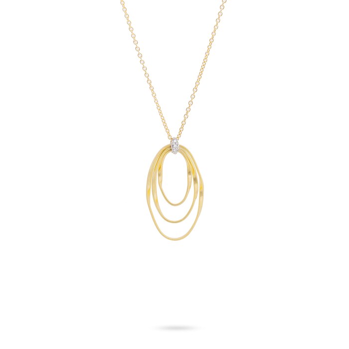 Marco Bicego 18k Yellow Gold Marrakech 0.03cttw Diamond Three Oval Pendant