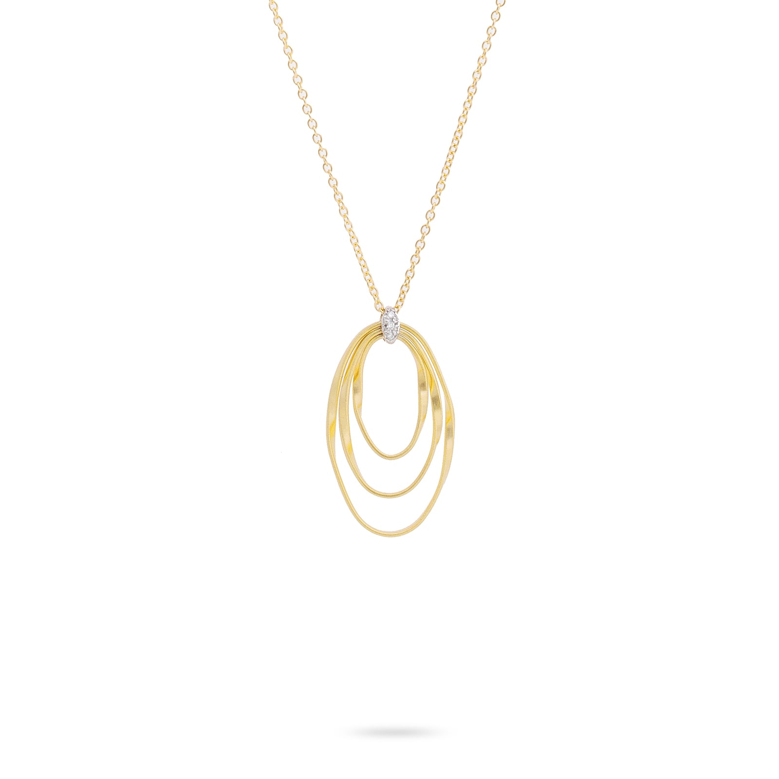 Marco Bicego 18k Yellow Gold Marrakech 0.03cttw Diamond Three Oval Pendant