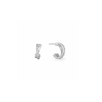 Marco Bicego 18k White Gold Goa 0.09cttw Diamond Crossover Ribbed Hoop Earrings Marco Bicego 18k White Gold Goa 0.09cttw Diamond Crossover Ribbed Hoop Earrings