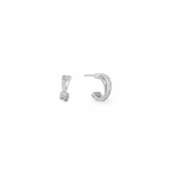 Marco Bicego 18k White Gold Goa 0.09cttw Diamond Crossover Ribbed Hoop Earrings