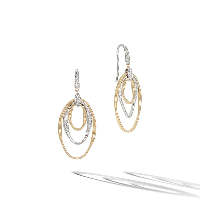 Marco Bicego 18k Yellow Gold Marrakech 0.31cttw Diamond 3 Oval Drop Earrings